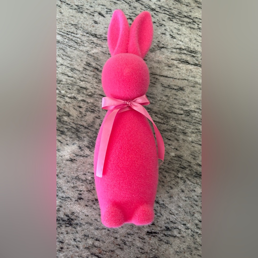 Two Flocked Bunnies (Pink and Purple) with Blue Easter Sign - Picture 4 of 4